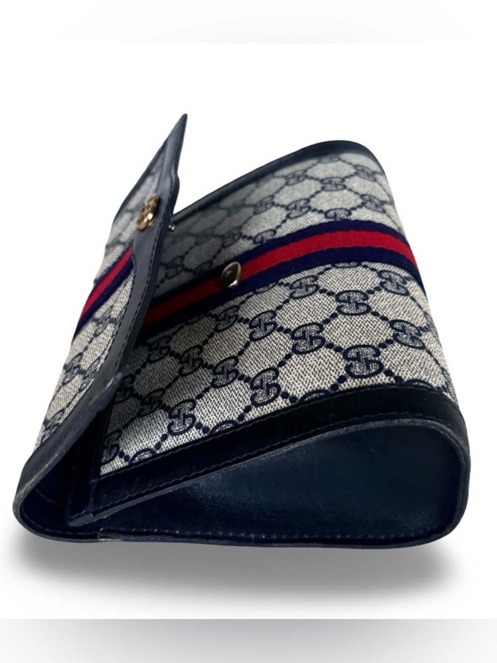 Gucci Navy/Red Web GG Monogram Crossbody Clutch SMALL - Picture 5 of 13